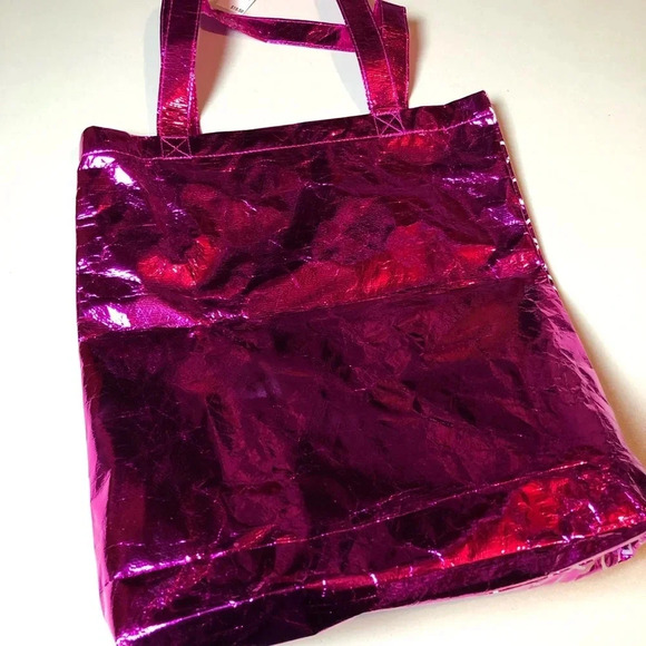 NWT Pink Shiny Tote Bag with Hearts - Picture 4 of 4